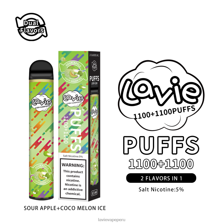 LAVIE BAR Switch 2200 bocanadas helado de manzana agria/coco y melón 600LL297 - Lavie Vape Lima
